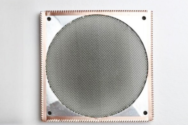 Lightweight Planar Waveguide Vent installed in aerospace electronic enclosure